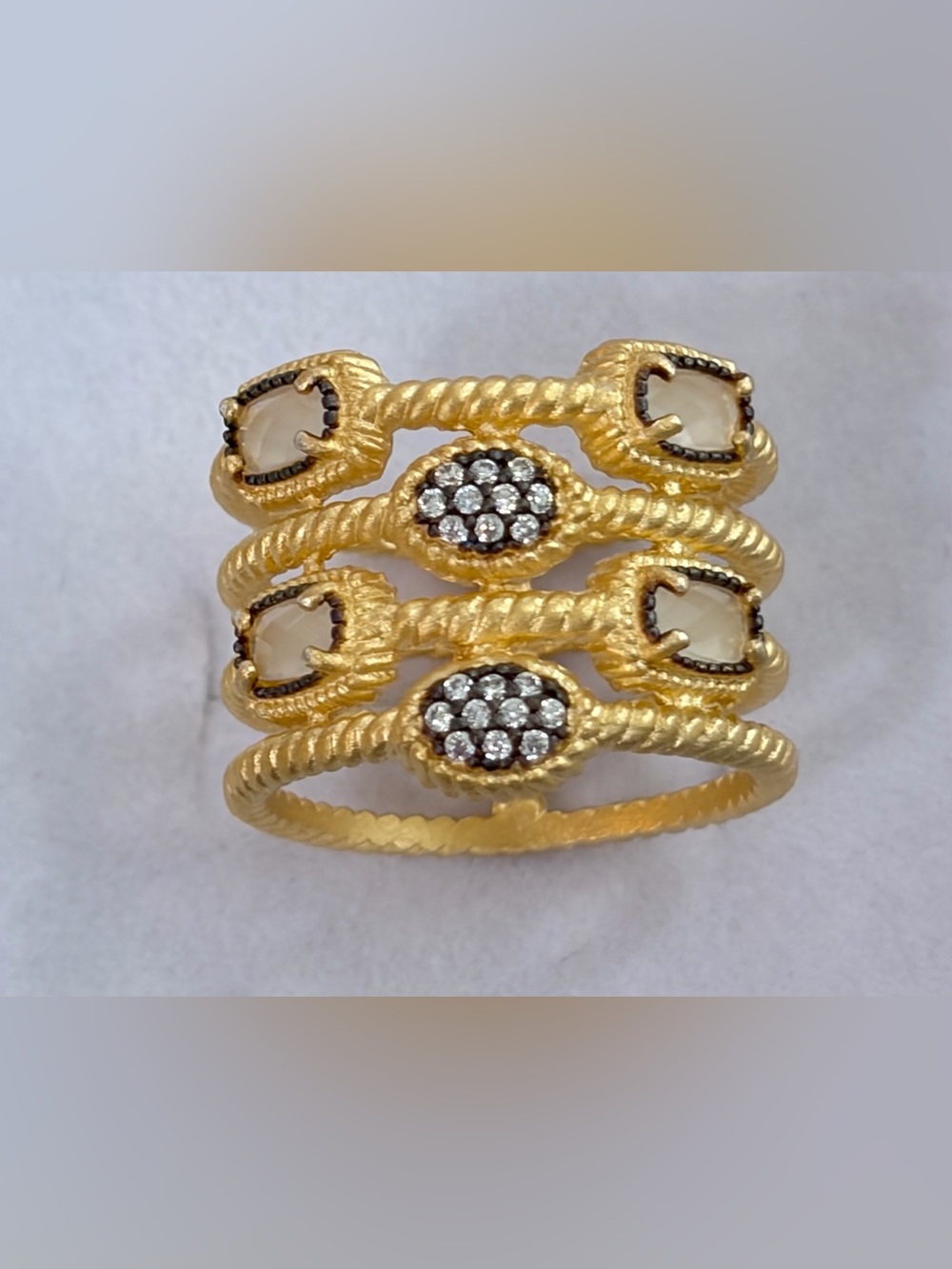 NWOT SZ 9 Freida Rothman cable and quartz stacked illusion ring